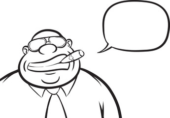 whiteboard drawing - cartoon cheerful boss with speech bubble