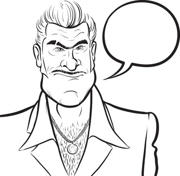 whiteboard drawing - cartoon mafia man with speech bubble
