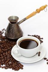 Coffee. Old Copper. Turkish Coffee Pot. Selective focus.