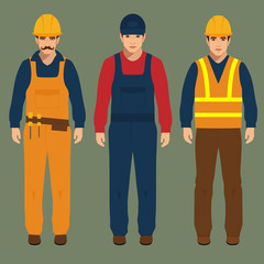 builder, engineer man, vector illustration, construction worker - obrazy, fototapety, plakaty