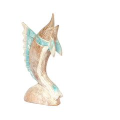 Fototapeta premium handcraft wood fish sculpture isolated on white background