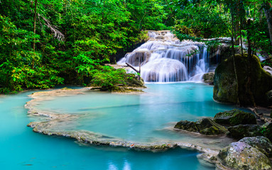 Fototapeta na wymiar Waterfall at Erawan National Park