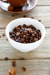 fried coffee beans in a bowl