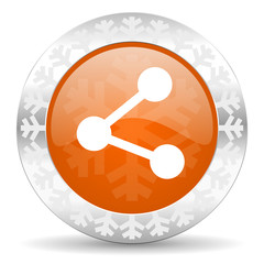 share orange icon, christmas button