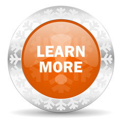 learn more orange icon, christmas button