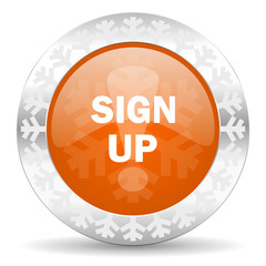 sign up orange icon, christmas button