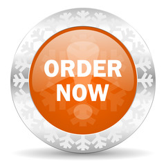 order now orange icon, christmas button