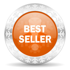 best seller orange icon, christmas button
