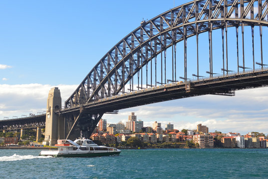 View of Harbor bridge and city , Sydney