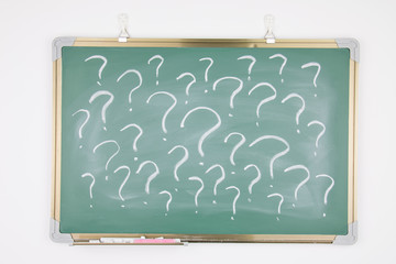 Question mark drawn on a blackboard