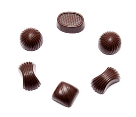 Assortment of chocolate candies isolated