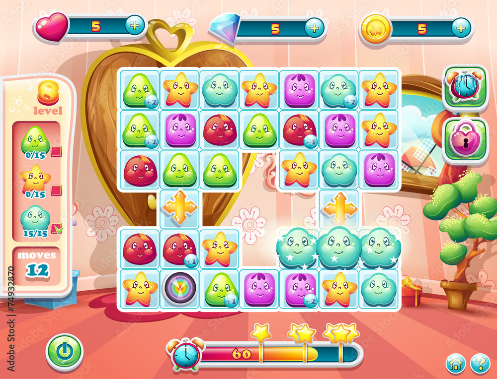 Poster example of the playing field and the user interface for the game