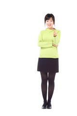 스튜디오 속 다양한 제스처의 젊은 여성