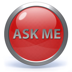 ask me circular icon on white background