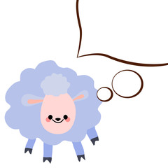 A character lamb with a white cloud design element speech dialogue