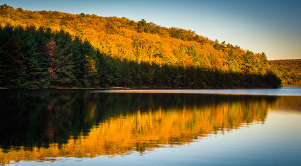 Autumn reflections in Long Pine Run Reservoir, in Michaux State