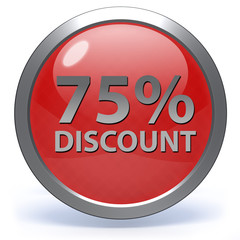 Discount 75 circular icon on white background