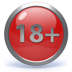 18+ circular icon on white background