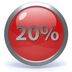 Twenty percent circular icon on white background