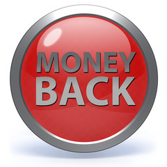 Money back circular icon on white background