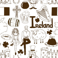 Irish symbols seamless pattern