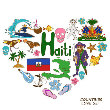 Haitian symbols in heart shape concept