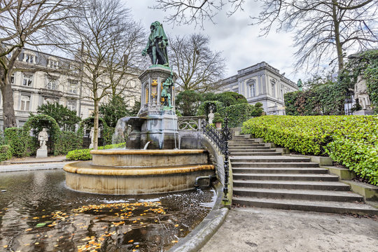 The fountain of the Counts of Egmont and Hornes in Brussels