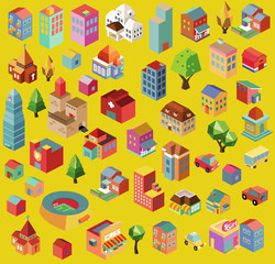 Colorful vector isometric city
