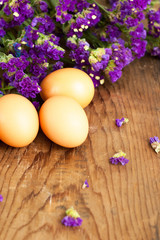 fresh white eggs with flowers