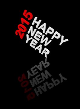 Happy New Year 2015, text on black.