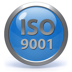 Iso 9001 circular icon on white background
