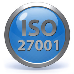 Iso 27001 circular icon on white background