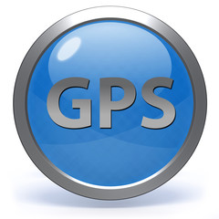 Gps circular icon on white background