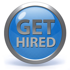Get hired circular icon on white background