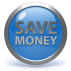 Save money circular icon on white background