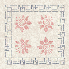 Cross stitch vintage tablecloth