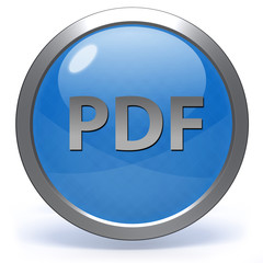 Pdf circular icon on white background
