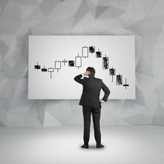 candlestick chart on placard