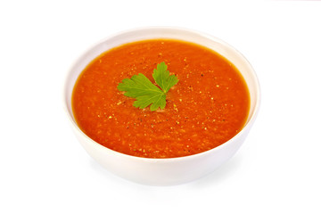 Soup tomato white bowl with pepper