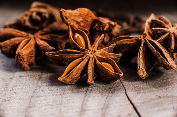 Anise  on the vintage wooden