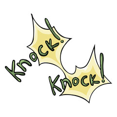 Vector Cartoon Comics Phrase - Knock Knock.