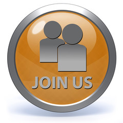Join us circular icon on white background
