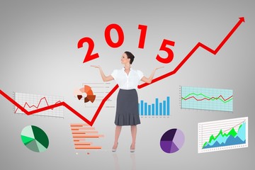 Composite image of happy elegant businesswoman posing