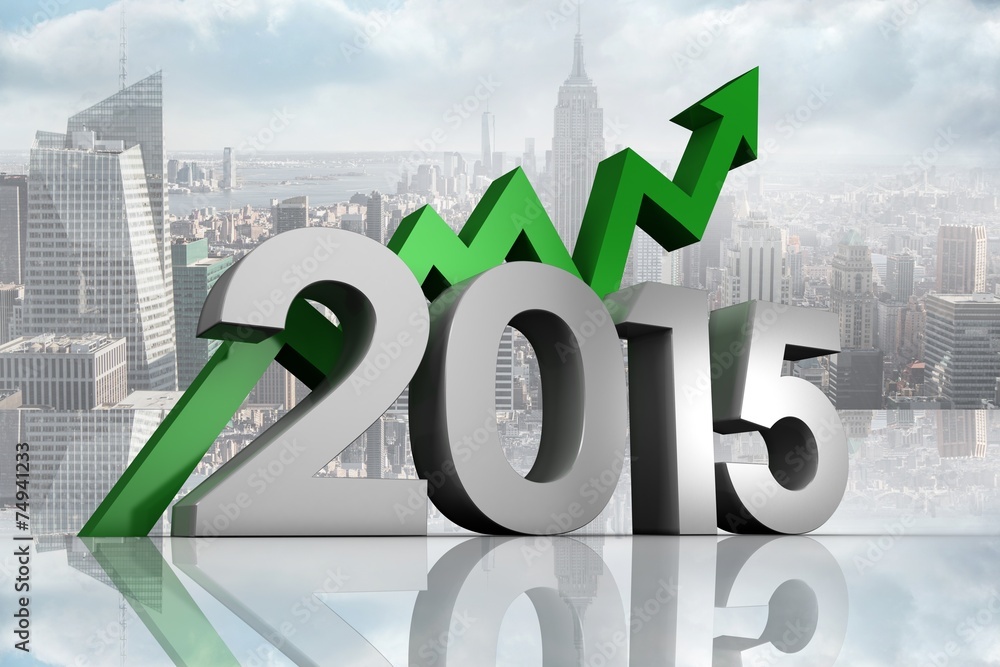 Poster composite image of 2015 with green arrow