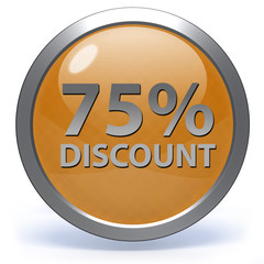 Discount 75 circular icon on white background