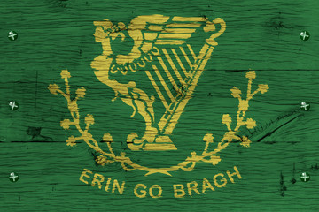 Erin Go Bragh flag painted old oak wood fastened