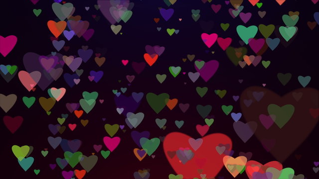 VJ Background flying colored hearts 4K