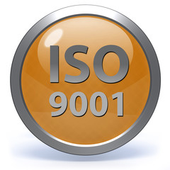 Iso 9001 circular icon on white background