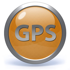 Gps circular icon on white background
