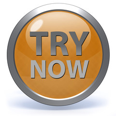 Try now circular icon on white background